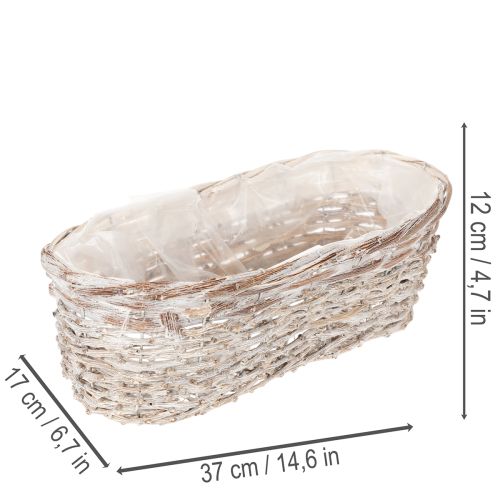 Kurvplantekasse med folieindsats, oval, hvid, 37 cm | Floristik24.dk