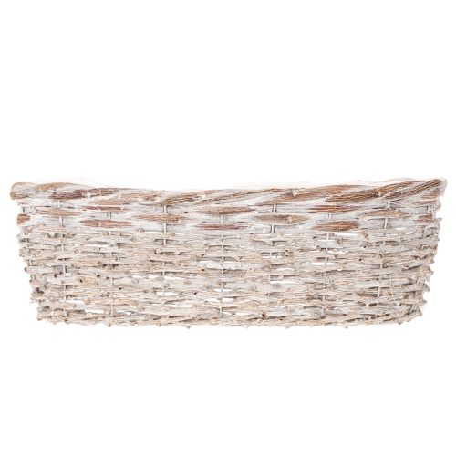 Kurvplantekasse med folieindsats, oval, hvid, 37 cm | Floristik24.dk