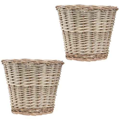 Artikel Plantekurv flet kurv natur grå-hvid Ø25 H21cm 2stk