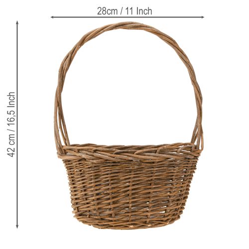 Artikel Plantekurv med håndtag oval pilebrun 28/24 cm sæt med 2 stk