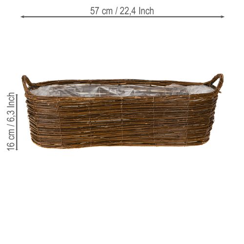 Artikel Plantekurv med hanke, oval brun 57/50/42 cm, sæt med 3 stk