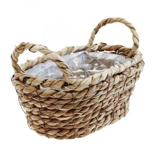 Plantekurv søgræskurv med hanke oval dekoration 23×13×9cm