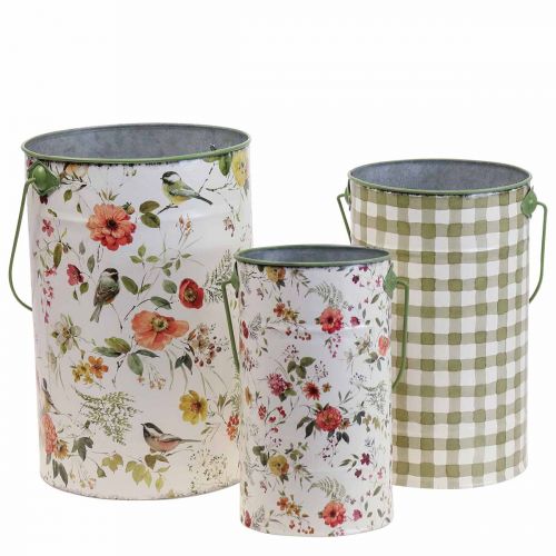 Artikel Plantepotte vintage dekorativ metalspand Ø18/15/12cm sæt med 3