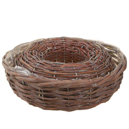 Floristik24 Plantering Planteskål Træ Naturgrå Ø30/35cm Sæt 2stk