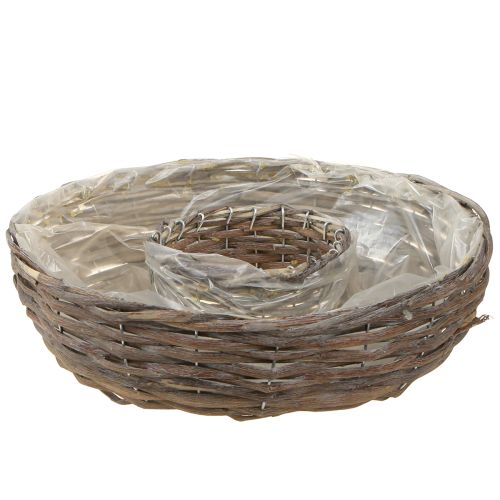 Floristik24 Planteringe Trærattan Naturgrå Ø40/45cm Sæt med 2 stk