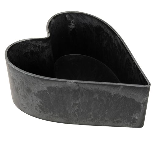 Planteskål hjerte dekorativ plastikskål antracit 13×16×6,5 cm