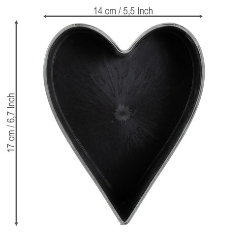 Artikel Planteskål hjerte dekorativ plastikskål antracit 13×16×6,5 cm