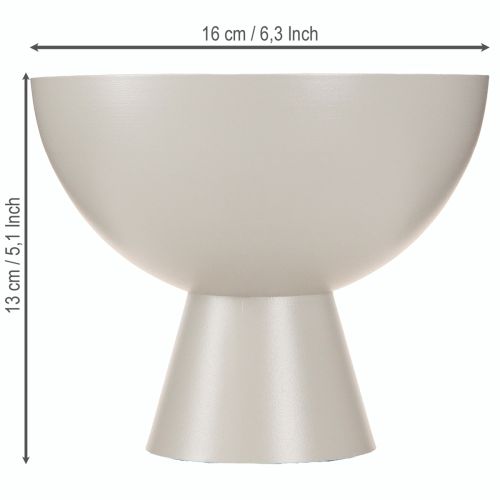 Artikel Planteskål metal dekorativ trofæ med fod grå Ø16cm H13cm
