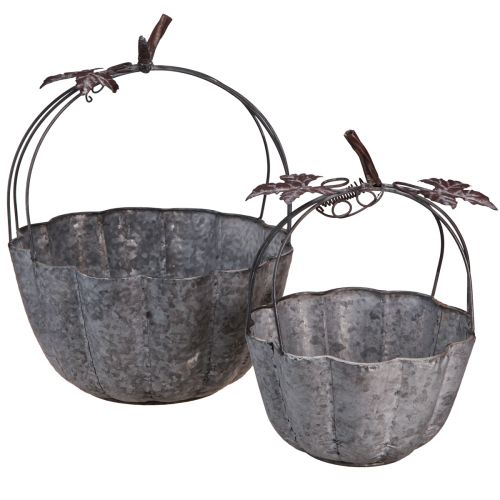 Planteskål metal græskar dekorativ potte zink Ø21/30cm sæt med 2 stk