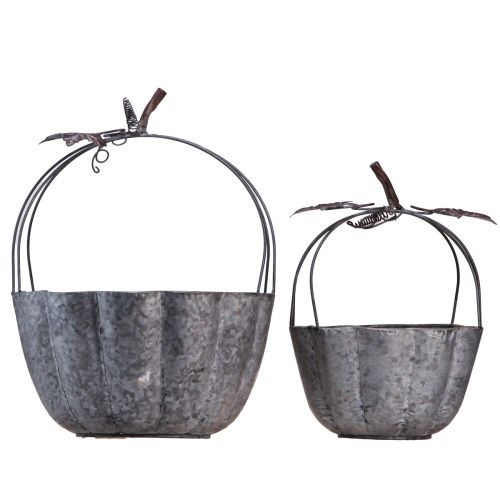 Artikel Planteskål metal græskar dekorativ potte zink Ø21/30cm sæt med 2 stk
