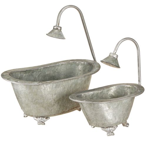 Floristik24 Planteskål Metal Mini badekar 22,5 cm/27,5 cm Sæt med 2