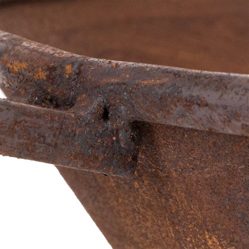 Plantebakke, rustfarvet pande med håndtag, metalplantekasse, Ø31 cm | Floristik24.dk