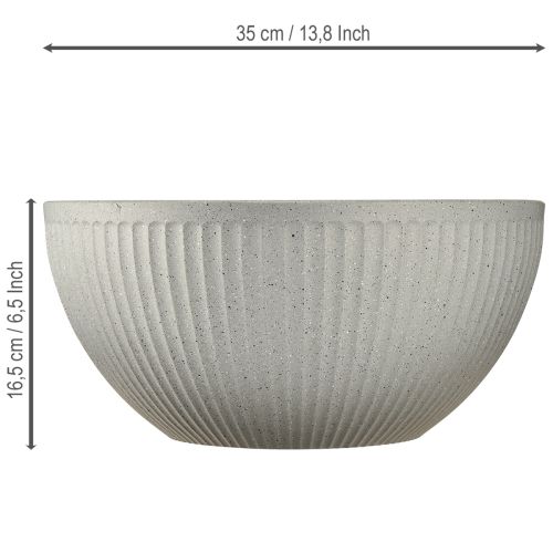 Artikel Planteskål, meleret grå plastik, Ø35 cm, H16,5 cm