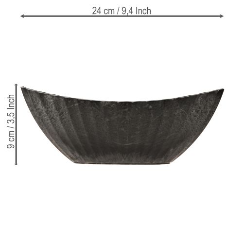 Floristik24 Planteskål med riller, plantebåd, antracit, 24 cm