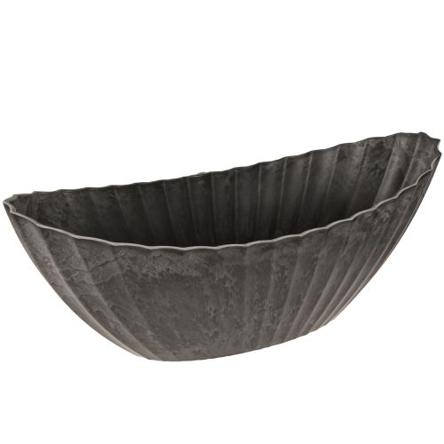Planteskål med riller oval båd antracit 36cm