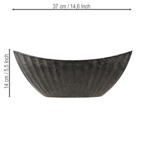 Floristik24 Planteskål med riller oval båd antracit 36cm