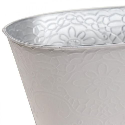 Floristik24 Planteskål metal blomsterskål oval creme 25x14,5x10cm