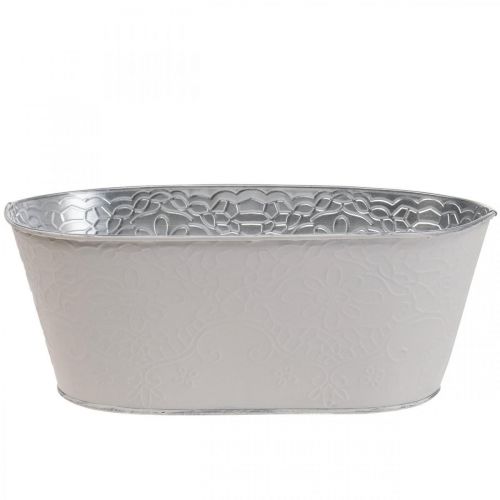 Floristik24 Planteskål metal blomsterskål oval creme 25x14,5x10cm