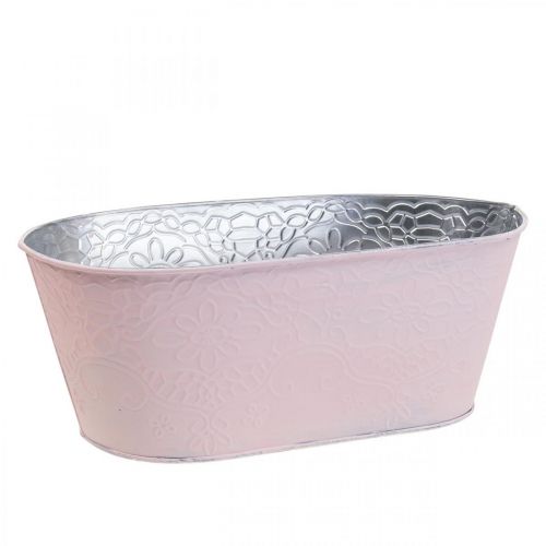 Floristik24 Planteskål metal blomsterskål oval pink 25x14,5x10cm