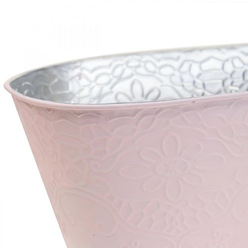 Floristik24 Planteskål metal blomsterskål oval pink 25x14,5x10cm