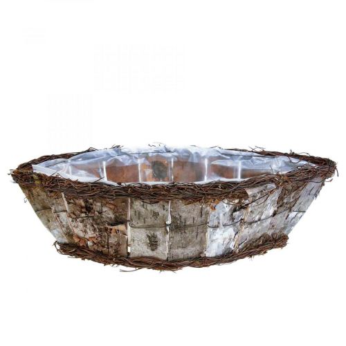 Artikel Planteskål oval jardiniere birkebark vinstokke 36x13x12cm