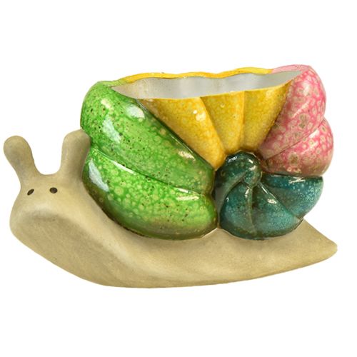 Artikel Dekorativ snegleplantepotte keramisk urtepotte farverig 19×8,5×11cm