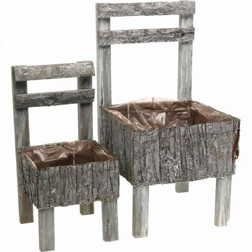 Floristik24 Stole til plantning, planter, havedekoration Shabby Chic, hvidvasket sæt med 2