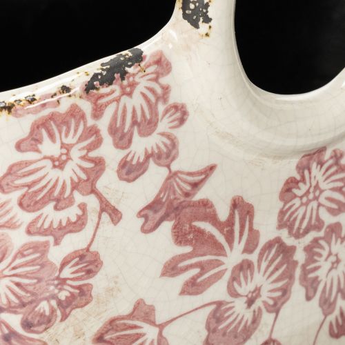 Artikel Dekorativ urtepotte med hank, blomster, 21 cm