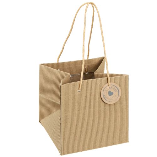 Artikel Planteposer af papir ribbet natur 14x14x13,5cm 8 stk