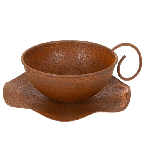 Plantekop med underkop, urtepotte, rust finish, Ø19,5 cm, H8 cm købe | Floristik24.dk