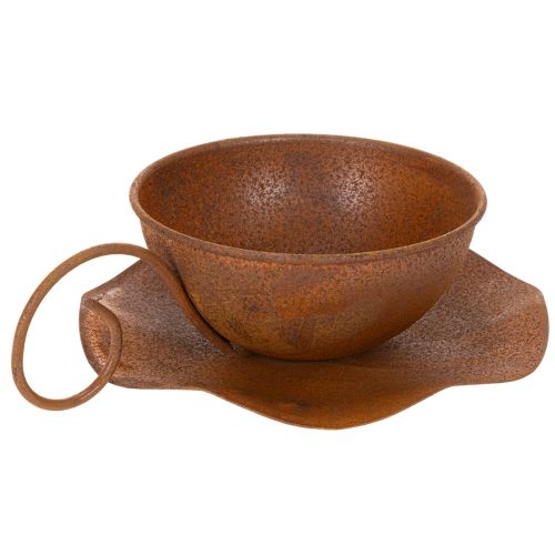 Plantekop med underkop, urtepotte, rust finish, Ø19,5 cm, H8 cm | Floristik24.dk