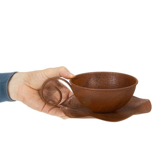 Plantekop med underkop, urtepotte, rust finish, Ø19,5 cm, H8 cm | Floristik24.dk
