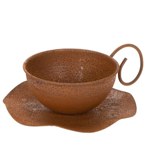 Vintage rustfarvet urtepotte og underkop, Ø17,5 cm H6 cm købe | Floristik24.dk