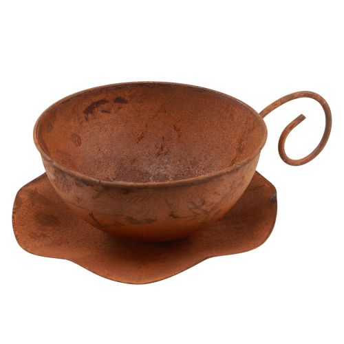 Floristik24 Plantekop med underkop plantekrukke rust Ø19,5cm H8cm