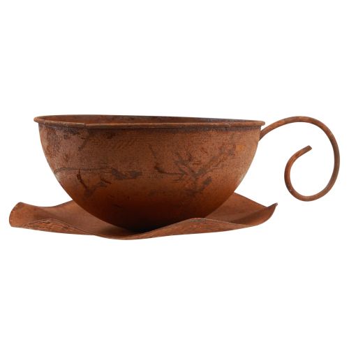 Floristik24 Plantekop med underkop plantekrukke rust Ø19,5cm H8cm