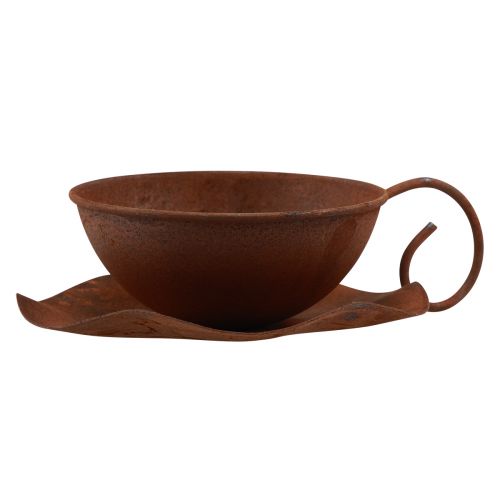 Floristik24 Plantekop med underkop vintage rust Ø17,5cm H6cm