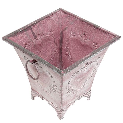 Floristik24 Pladeplantekrukke firkantet lyserød 16,7cm x 16,7cm H16,5cm
