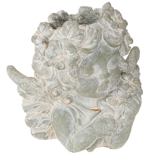 Plantepotte engel støbt stenfigur gravdekoration 19,5×12×19,5 cm