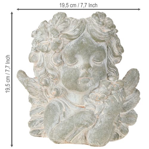 Artikel Plantepotte engel støbt stenfigur gravdekoration 19,5×12×19,5 cm