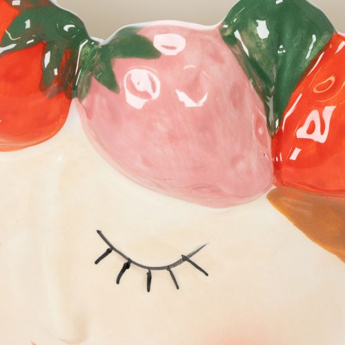 Artikel Pigeansigt i en urtepotte med sovende jordbær, dekoration til stuen, forår, 13 cm