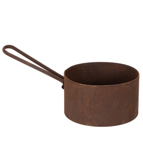Metal urtepotte, rustfarvet pande, dekorativ genstand, Ø20 cm H11 cm