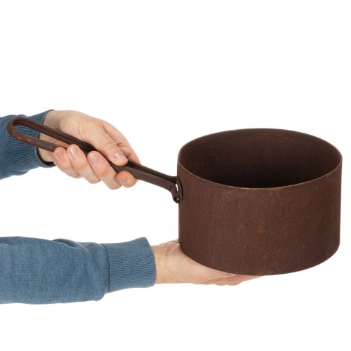 Metal urtepotte, rustfarvet pande, dekorativ genstand, Ø20 cm H11 cm | Floristik24.dk