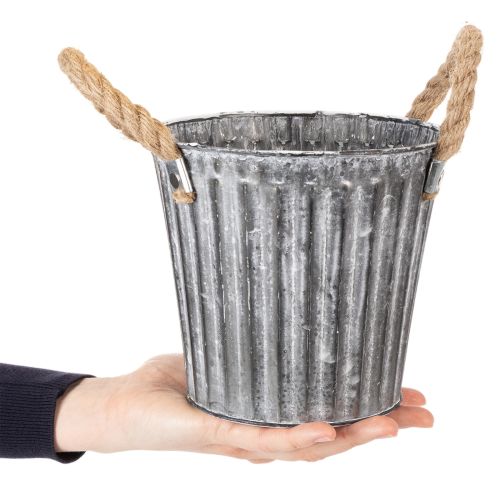 Metalplantepotte, dekorativ potte med håndtag, plantekasse, cachepot Ø16,5 cm | Floristik24.dk