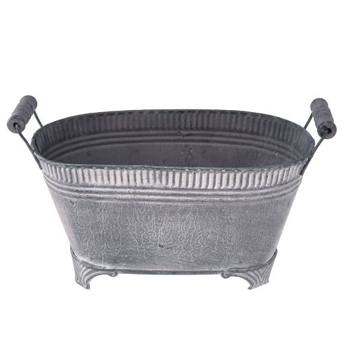 Floristik24 Plantepotte Oval Urtepotte Metal Fod Lilla Hvid L28cm