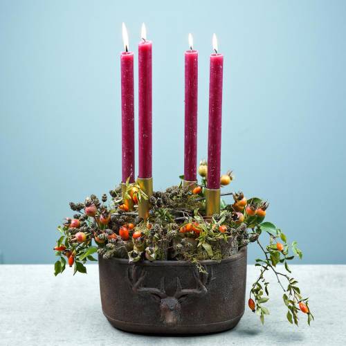Floristik24 Plantepotte rust patina med hjortehoved 24cm x 14cm H13cm