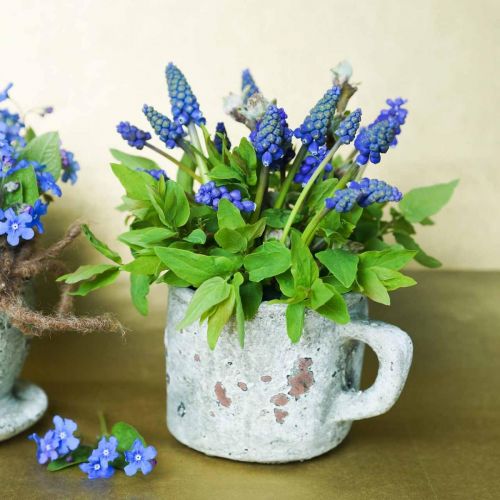 Floristik24 Plantekrukke cachepot kop vintage grå, naturlig ler Ø8,5cm H8cm 4stk