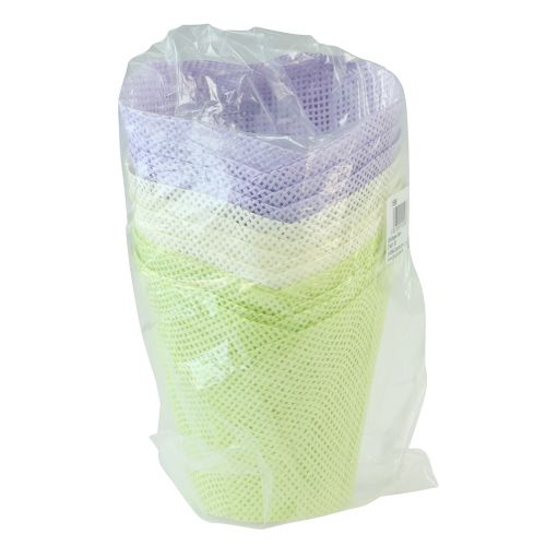 Artikel Plantekrukke vævet plantepapir grøn, gul, lilla Ø7cm H13cm 12stk