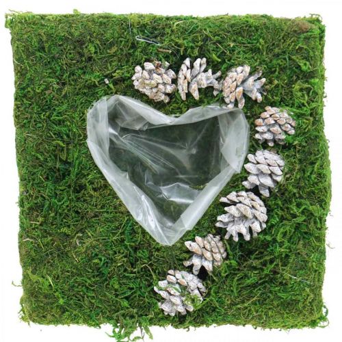 Plantepude hjertemos og kegler, vasket hvid 25 × 25cm