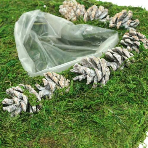 Plantepude hjertemos og kegler, vasket hvid 25 × 25cm