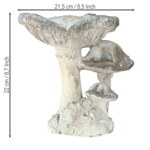 Artikel Svampedekoration støbt sten grå hvidvasket 21,5×18×22 cm